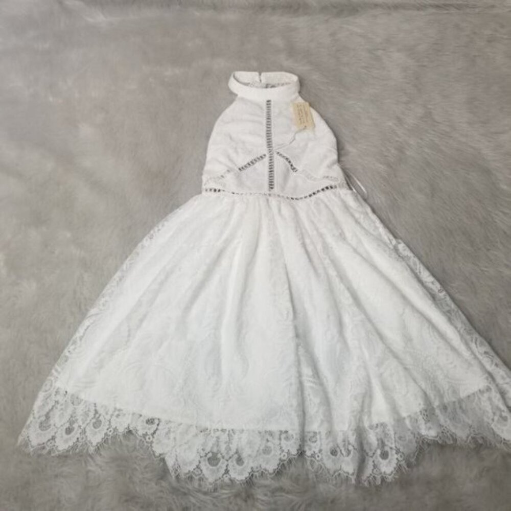 Twosisters The Label White Tory Lace Mini Halter Sleeveless Dress 2 - Picture 10 of 10